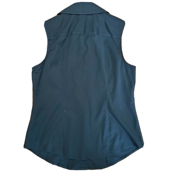 TALBOTS Solid All Black Sleeveless Button Front Collared Top Womens 0P 0 Petites - Picture 4 of 4